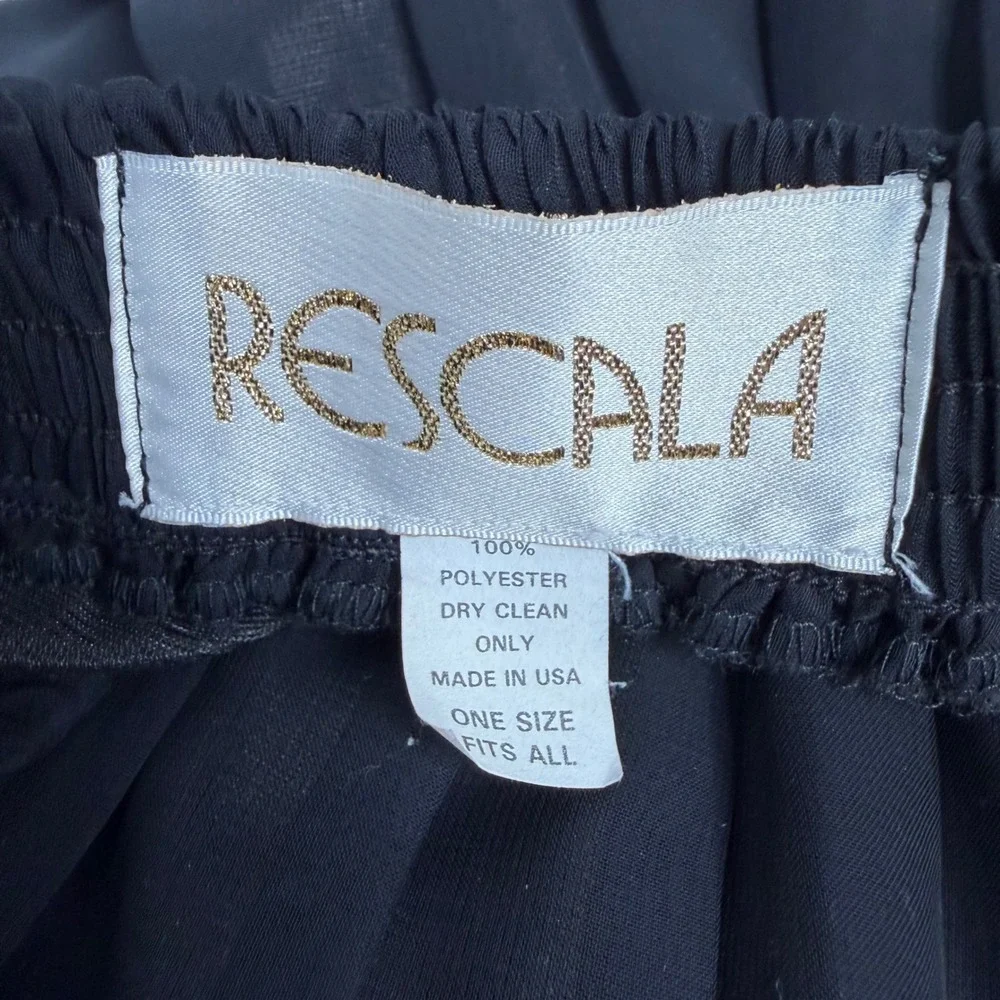 Rescala Black Pleated Flowy Maxi Skirt One‎ Size Elastic Waist Indie Goth Whimsy